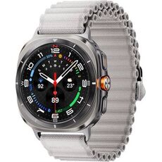 Samsung Galaxy Watch Ultra | 47 mm | Titanium Silver | Trail/White Sand, Размер ремешка : M/L, Цвет ремешка: White Sand, Тип ремешка : Trail, Размер корпуса : 47 мм, Цвет: Titanium Silver, Подключение часов : Bluetooth / Wi-Fi + 4G LTE