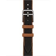 Ремешок Apple Watch Hermès Twill Jump Attelage Single Tour | Noir/Gold, Размер корпуса : 42 мм, Цвет: Noir/Gold