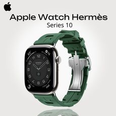 Apple Watch Hermès Series 10 | 46 мм, Размер корпуса : 46 мм, Цвет: Vert Moyen, Размер ремешка : 160–195 мм