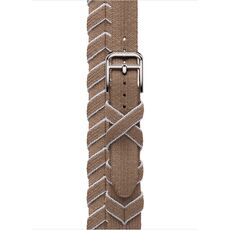 Ремешок Apple Watch Hermès Bridon Attelage Double Tour | Beige de Weimar/Blanc