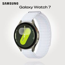 Samsung Galaxy Watch 7 | 44 mm | 4G LTE | Green | Fabric/Blue White, Размер ремешка : M/L, Цвет ремешка: Blue White, Тип ремешка : Fabric, Размер корпуса : 44 мм, Цвет: Green, Подключение часов : Bluetooth / Wi-Fi + 4G LTE