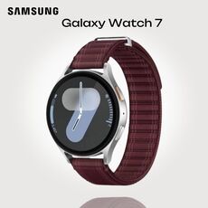 Samsung Galaxy Watch 7 | 44 mm | Silver | Fabric/Wine, Размер ремешка : S/M, Цвет ремешка: Wine, Тип ремешка : Fabric, Размер корпуса : 44 мм, Цвет: Silver, Подключение часов : Bluetooth / Wi-Fi