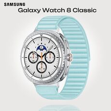 Galaxy Watch 8 Classic | 46 мм | White | Fabric/Mint | M/L, Тип ремешка : Fabric, Размер корпуса : 46 мм, Цвет: White, Цвет ремешка: Mint, Размер ремешка : M/L, Подключение часов : Bluetooth / Wi-Fi