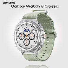 Galaxy Watch 8 Classic | 46 мм | 4G LTE | White | Athleisure/Sage | S/M, Тип ремешка : Athleisure, Размер корпуса : 46 мм, Цвет: White, Цвет ремешка: Sage, Размер ремешка : S/M, Подключение часов : Bluetooth / Wi-Fi + 4G LTE