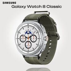 Galaxy Watch 8 Classic | 46 мм | 4G LTE | White | Athleisure/Green | M/L, Тип ремешка : Athleisure, Размер корпуса : 46 мм, Цвет: White, Цвет ремешка: Green, Размер ремешка : M/L, Подключение часов : Bluetooth / Wi-Fi + 4G LTE