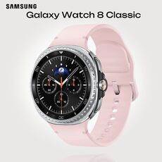 Galaxy Watch 8 Classic | 46 мм | Black | Sport/Pink | S/M, Тип ремешка : Sport, Размер корпуса : 46 мм, Цвет: Black, Цвет ремешка: Pink, Размер ремешка : S/M, Подключение часов : Bluetooth / Wi-Fi