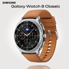 Galaxy Watch 8 Classic | 46 мм | Black | Hybrid/Camel | S/M/L, Тип ремешка : Hybrid, Размер корпуса : 46 мм, Цвет: Black, Цвет ремешка: Camel, Размер ремешка : S/M/L, Подключение часов : Bluetooth / Wi-Fi