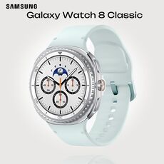 Galaxy Watch 8 Classic | 46 мм | 4G LTE | White | Sport/Mint | S/M, Тип ремешка : Sport, Размер корпуса : 46 мм, Цвет: White, Цвет ремешка: Mint, Размер ремешка : S/M, Подключение часов : Bluetooth / Wi-Fi + 4G LTE