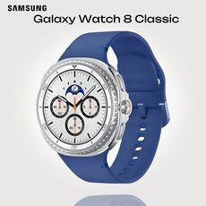 Galaxy Watch 8 Classic | 46 мм | 4G LTE | White | Sport/Blue | S/M, Тип ремешка : Sport, Размер корпуса : 46 мм, Цвет: White, Цвет ремешка: Blue, Размер ремешка : S/M, Подключение часов : Bluetooth / Wi-Fi + 4G LTE