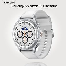Galaxy Watch 8 Classic | 46 мм | White | Hybrid/White | S/M/L, Тип ремешка : Hybrid, Размер корпуса : 46 мм, Цвет: White, Цвет ремешка: White, Размер ремешка : S/M/L, Подключение часов : Bluetooth / Wi-Fi