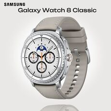 Galaxy Watch 8 Classic | 46 мм | White | Hybrid/Taupe | S/M/L, Тип ремешка : Hybrid, Размер корпуса : 46 мм, Цвет: White, Цвет ремешка: Taupe, Размер ремешка : S/M/L, Подключение часов : Bluetooth / Wi-Fi