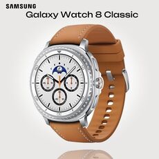 Galaxy Watch 8 Classic | 46 мм | 4G LTE | White | Hybrid/Camel | S/M/L, Тип ремешка : Hybrid, Размер корпуса : 46 мм, Цвет: White, Цвет ремешка: Camel, Размер ремешка : S/M/L, Подключение часов : Bluetooth / Wi-Fi + 4G LTE