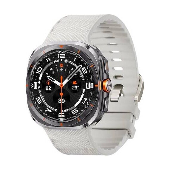 Galaxy Watch Ultra | 47 mm | Titanium Gray | Peakform/White Sand, Размер ремешка : M/L, Цвет ремешка: White Sand, Тип ремешка : Peakform, Размер корпуса : 47 мм, Цвет: Titanium Gray, Подключение часов : Bluetooth / Wi-Fi + 4G LTE