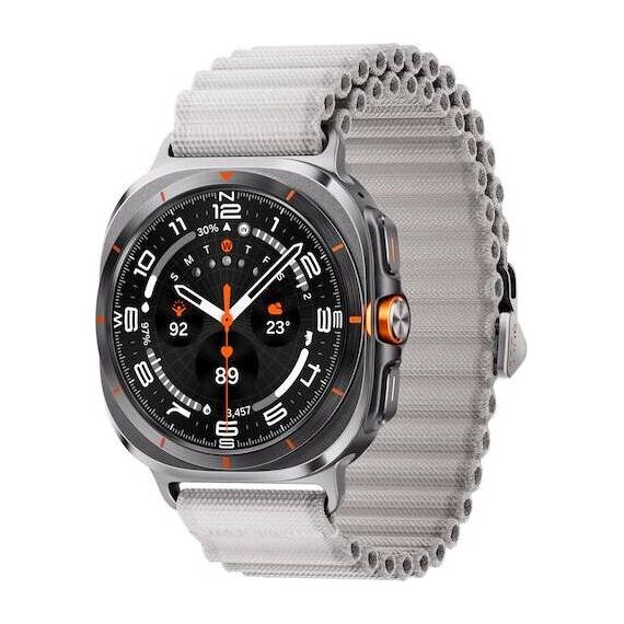 Galaxy Watch Ultra | 47 mm | Titanium Gray | Trail/White Sand, Размер ремешка : M/L, Цвет ремешка: White Sand, Тип ремешка : Trail, Размер корпуса : 47 мм, Цвет: Titanium Gray, Подключение часов : Bluetooth / Wi-Fi + 4G LTE