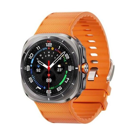 Galaxy Watch Ultra | 47 mm | Titanium Silver | Peakform/Orange, Размер ремешка : M/L, Цвет ремешка: Orange, Тип ремешка : Peakform, Размер корпуса : 47 мм, Цвет: Titanium Silver, Подключение часов : Bluetooth / Wi-Fi + 4G LTE