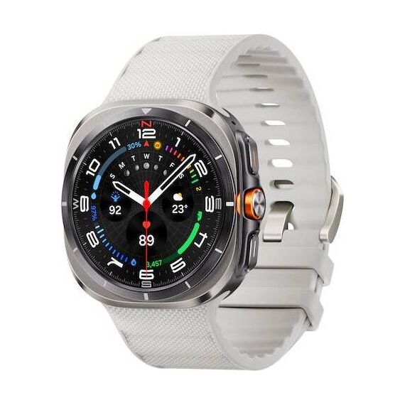 Galaxy Watch Ultra | 47 mm | Titanium Silver | Peakform/White Sand, Размер ремешка : M/L, Цвет ремешка: White Sand, Тип ремешка : Peakform, Размер корпуса : 47 мм, Цвет: Titanium Silver, Подключение часов : Bluetooth / Wi-Fi + 4G LTE