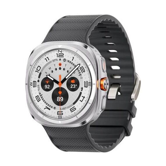 Galaxy Watch Ultra | 47 mm | Titanium White | Peakform/Dark Gray, Размер ремешка : M/L, Цвет ремешка: Dark Gray, Тип ремешка : Peakform, Размер корпуса : 47 мм, Цвет: Titanium White, Подключение часов : Bluetooth / Wi-Fi + 4G LTE