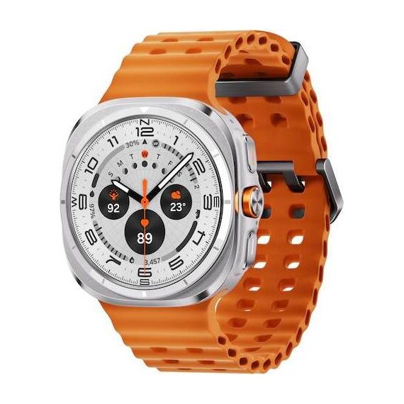 Galaxy Watch Ultra | 47 mm | Titanium White | Marine/Orange, Размер ремешка : M/L, Цвет ремешка: Orange, Тип ремешка : Marine, Размер корпуса : 47 мм, Цвет: Titanium White, Подключение часов : Bluetooth / Wi-Fi + 4G LTE