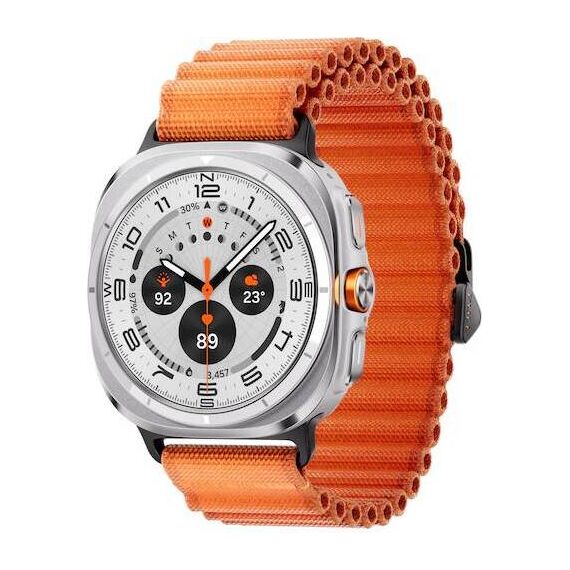 Galaxy Watch Ultra | 47 mm | Titanium White | Trail/Orange, Размер ремешка : M/L, Цвет ремешка: Orange, Тип ремешка : Trail, Размер корпуса : 47 мм, Цвет: Titanium White, Подключение часов : Bluetooth / Wi-Fi + 4G LTE