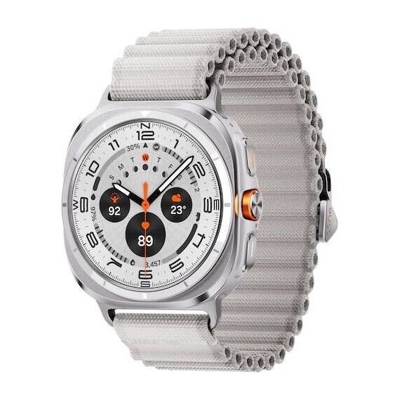 Galaxy Watch Ultra | 47 mm | Titanium White | Trail/White Sand, Размер ремешка : M/L, Цвет ремешка: White Sand, Тип ремешка : Trail, Размер корпуса : 47 мм, Цвет: Titanium White, Подключение часов : Bluetooth / Wi-Fi + 4G LTE