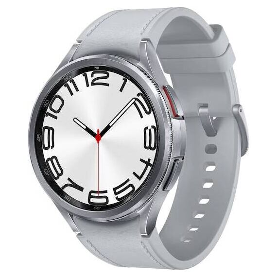 Samsung Galaxy Watch 6 Classic | 47 mm | 4G LTE | Silver | Sport/Silver | M/L, Размер ремешка : M/L, Цвет ремешка: Silver, Тип ремешка : Sport, Размер корпуса : 47 мм, Цвет: Silver, Подключение часов : Bluetooth / Wi-Fi + 4G LTE