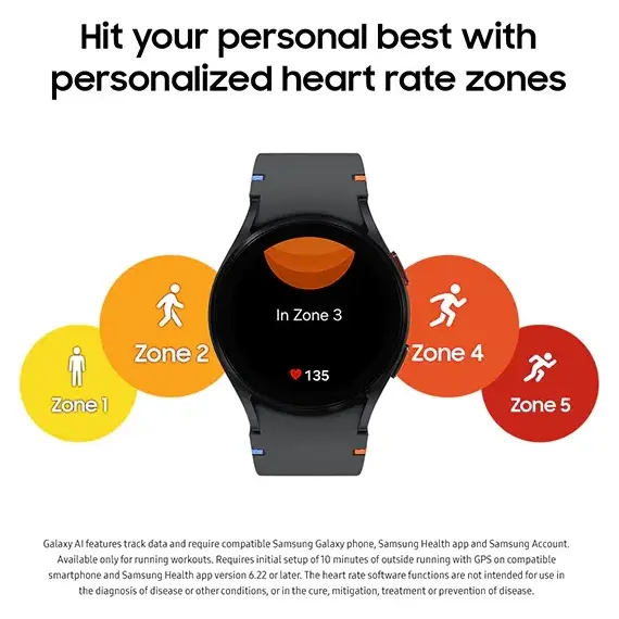 Galaxy Watch FE | 40 mm | Black | Sport/ Black, Размер корпуса : 40 мм, Цвет: Black, Цвет ремешка: Black, Подключение часов : Bluetooth / Wi-Fi, изображение 10 Galaxy Watch FE | 40 mm | Black | Sport/ Black, Размер корпуса : 40 мм, Цвет: Black, Цвет ремешка: Black, Подключение часов : Bluetooth / Wi-Fi, изображение 10