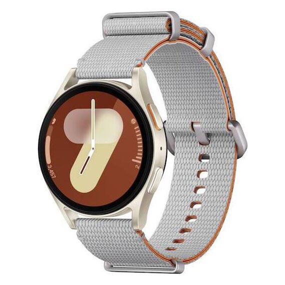 Samsung Galaxy Watch 7 | 40 mm | 4G LTE | Cream | Athleisure/Silver | M/L, Размер ремешка : M/L, Цвет ремешка: Silver, Тип ремешка : Athleisure, Размер корпуса : 40 мм, Цвет: Cream, Подключение часов : Bluetooth / Wi-Fi + 4G LTE