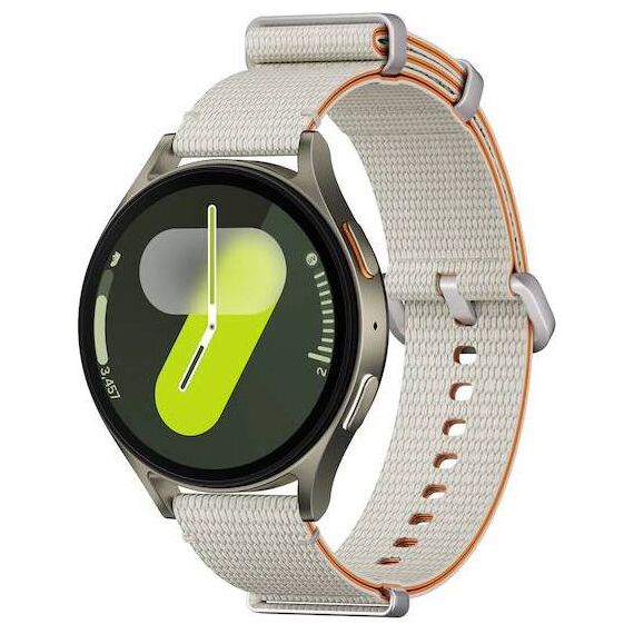 Samsung Galaxy Watch 7 | 44 mm | Green | Athleisure/Cream | S/M, Размер ремешка : S/M, Цвет ремешка: Cream, Тип ремешка : Athleisure, Размер корпуса : 44 мм, Цвет: Green, Подключение часов : Bluetooth / Wi-Fi