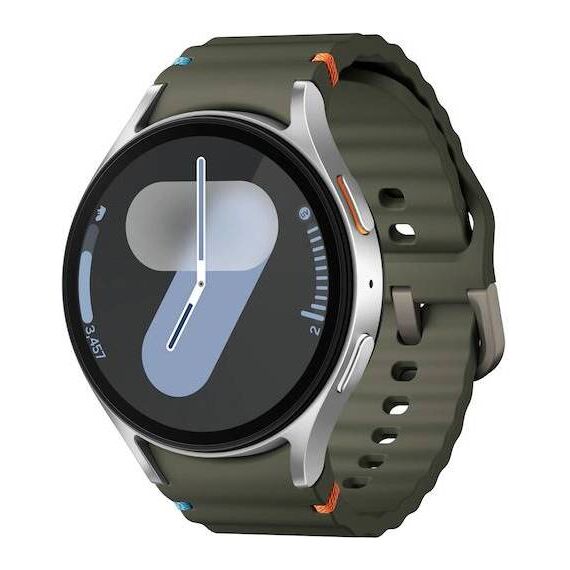 Samsung Galaxy Watch 7 | 44 mm | 4G LTE | Silver | Sport/Green | S/M, Размер ремешка : S/M, Цвет ремешка: Green, Тип ремешка : Sport, Размер корпуса : 44 мм, Цвет: Silver, Подключение часов : Bluetooth / Wi-Fi + 4G LTE