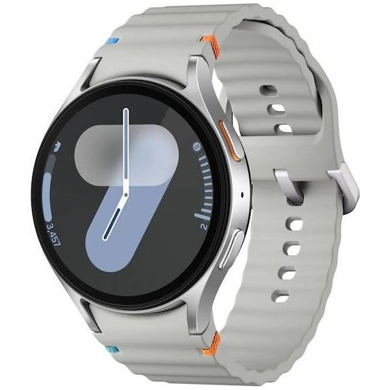 Samsung Galaxy Watch 7 | 44 mm | 4G LTE | Silver | Sport/Silver | M/L, Размер ремешка : M/L, Цвет ремешка: Silver, Тип ремешка : Sport, Размер корпуса : 44 мм, Цвет: Silver, Подключение часов : Bluetooth / Wi-Fi + 4G LTE