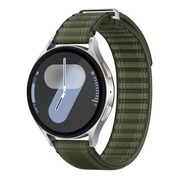 Samsung Galaxy Watch 7 | 44 mm | Silver | Fabric/Green | S/M, Размер ремешка : S/M, Цвет ремешка: Green, Тип ремешка : Fabric, Размер корпуса : 44 мм, Цвет: Silver, Подключение часов : Bluetooth / Wi-Fi