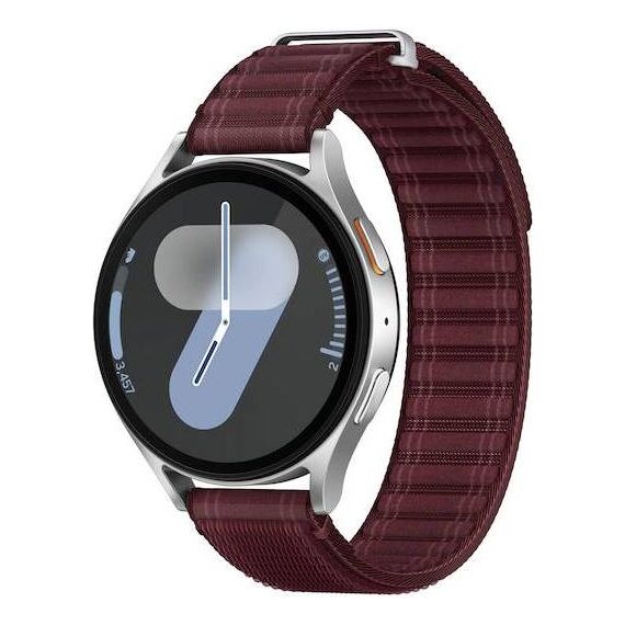 Samsung Galaxy Watch 7 | 44 mm | 4G LTE | Silver | Fabric/Wine | S/M, Размер ремешка : S/M, Цвет ремешка: Wine, Тип ремешка : Fabric, Размер корпуса : 44 мм, Цвет: Silver, Подключение часов : Bluetooth / Wi-Fi + 4G LTE