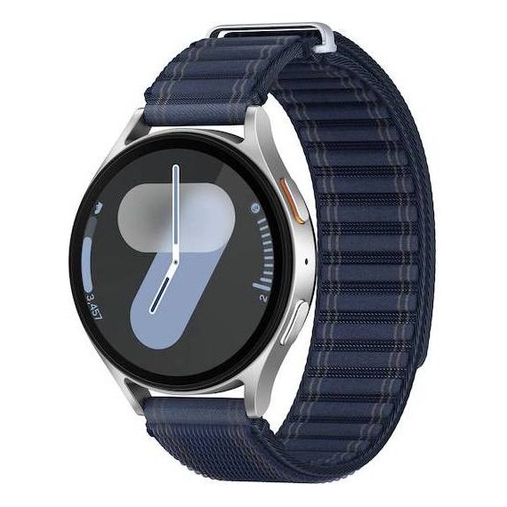 Samsung Galaxy Watch 7 | 44 mm | 4G LTE | Silver | Fabric/Navy | M/L, Размер ремешка : M/L, Цвет ремешка: Navy, Тип ремешка : Fabric, Размер корпуса : 44 мм, Цвет: Silver, Подключение часов : Bluetooth / Wi-Fi + 4G LTE