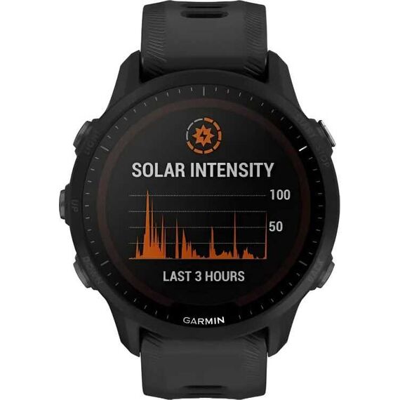 Смарт-часы Garmin Forerunner 955 Solar Black, SOLAR (Версии с линзами для зарядки от солнечной батареи собирают солнечную энергию и продлевают срок службы батареи.): Да, Цвет: Black, изображение 3 Смарт-часы Garmin Forerunner 955 Solar Black, SOLAR (Версии с линзами для зарядки от солнечной батареи собирают солнечную энергию и продлевают срок службы батареи.): Да, Цвет: Black, изображение 3