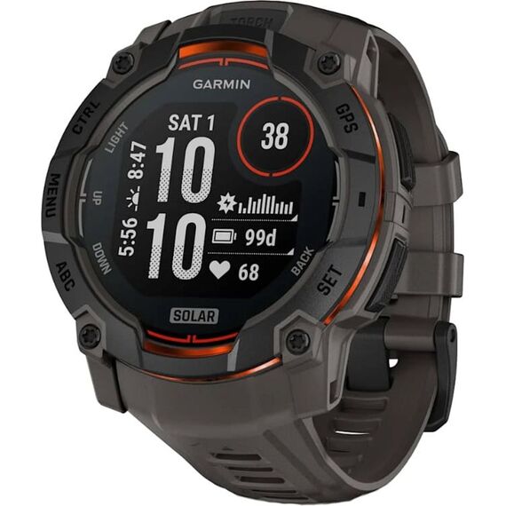 Смарт-часы Garmin Instinct 3 Solar | 50 mm | Black with Charcoal Band, Версия: Instinct 3 Solar, Размер корпуса : 50 мм, Цвет: Black/Charcoal