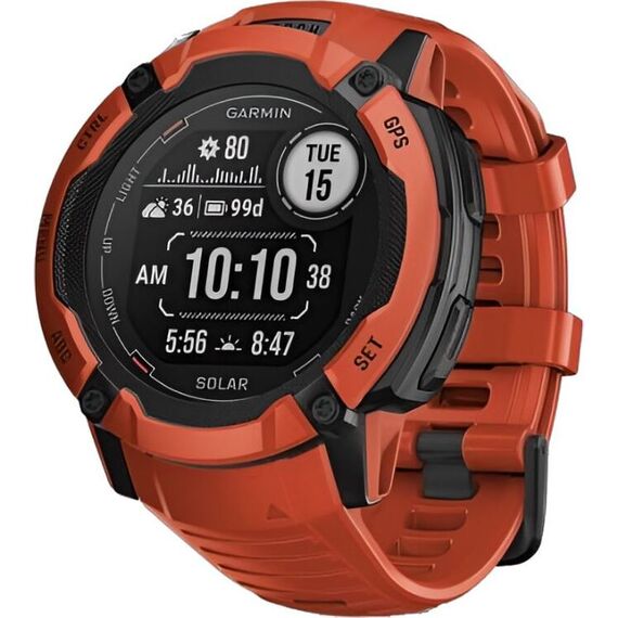 Смарт-часы Garmin Instinct 2X Solar Standard Edition Flame Red, Версия: Standard, Размер корпуса : 50 мм, SOLAR (Версии с линзами для зарядки от солнечной батареи собирают солнечную энергию и продлевают срок службы батареи.): Да, Цвет: Flame Red