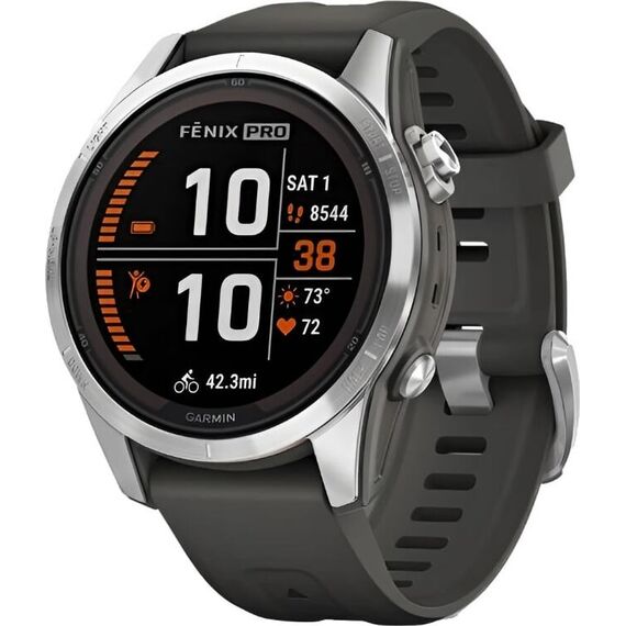 Смарт-часы Garmin Fēnix 7S Pro Solar Edition Silver/Graphite, Версия: Pro | Solar, Размер корпуса : 42 мм, Цвет: Silver/Graphite