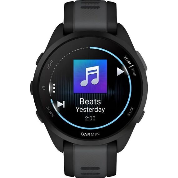 Смарт-часы Garmin Forerunner 165 Music Black/Slate Gray, МУЗЫКА (легко загрузите на часы до 500 песен): Да, Цвет: Black/Slate Gray, изображение 5 Смарт-часы Garmin Forerunner 165 Music Black/Slate Gray, МУЗЫКА (легко загрузите на часы до 500 песен): Да, Цвет: Black/Slate Gray, изображение 5