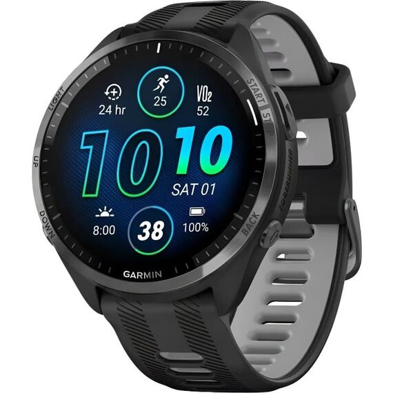 Смарт-часы Garmin Forerunner 965 Carbon Gray DLC Titanium Bezel with Black Case and Black/Powder Gray, Цвет: Black/Powder Gray, изображение 2 Смарт-часы Garmin Forerunner 965 Carbon Gray DLC Titanium Bezel with Black Case and Black/Powder Gray, Цвет: Black/Powder Gray, изображение 2