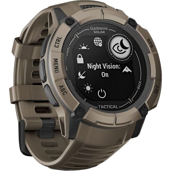 Смарт-часы Garmin Instinct 2X Solar Tactical Edition Coyote Tan, Версия: Tactical, SOLAR (Версии с линзами для зарядки от солнечной батареи собирают солнечную энергию и продлевают срок службы батареи.): Да, Размер корпуса : 50 мм, Цвет: Coyote Tan, изображение 4 Смарт-часы Garmin Instinct 2X Solar Tactical Edition Coyote Tan, Версия: Tactical, SOLAR (Версии с линзами для зарядки от солнечной батареи собирают солнечную энергию и продлевают срок службы батареи.): Да, Размер корпуса : 50 мм, Цвет: Coyote Tan, изображение 4