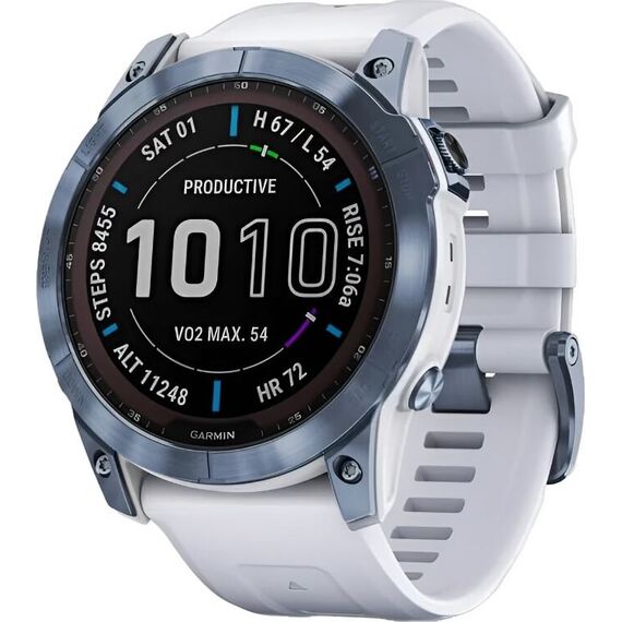 Смарт-часы Garmin Fēnix 7X Sapphire Solar Edition Mineral Blue Titanium/Whitestone, Версия: Sapphire Solar, Размер корпуса : 51 мм, Цвет: Mineral Blue Titanium/Whitestone
