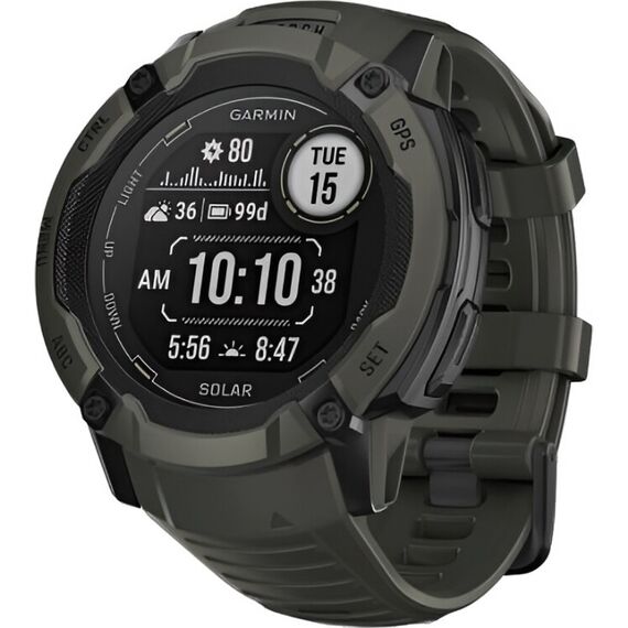 Смарт-часы Garmin Instinct 2X Solar Standard Edition Moss, Версия: Standard, Размер корпуса : 50 мм, SOLAR (Версии с линзами для зарядки от солнечной батареи собирают солнечную энергию и продлевают срок службы батареи.): Да, Цвет: Moss