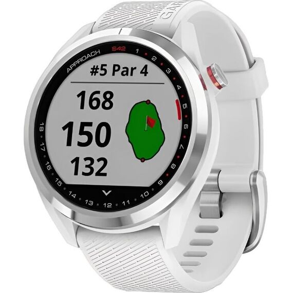 Смарт-часы Garmin Approach S42 Polished Silver/White, Цвет: Polished Silver/White
