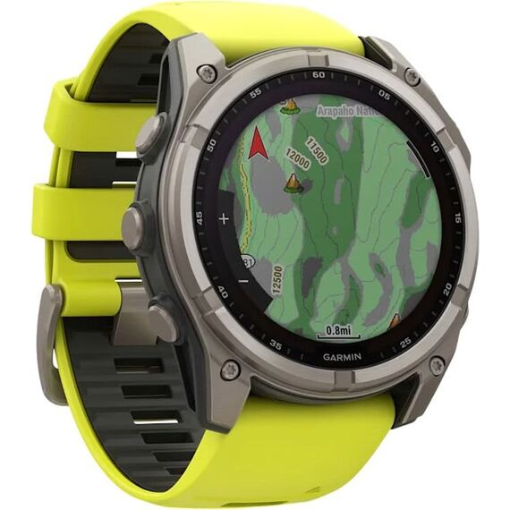 Смарт-часы Gamin Fēnix 8 Solar | 51 mm | Yellow/Graphite Silicone, Версия: Solar, Размер корпуса : 51 мм, Цвет: Yellow/Graphite Silicone, изображение 4 Смарт-часы Gamin Fēnix 8 Solar | 51 mm | Yellow/Graphite Silicone, Версия: Solar, Размер корпуса : 51 мм, Цвет: Yellow/Graphite Silicone, изображение 4