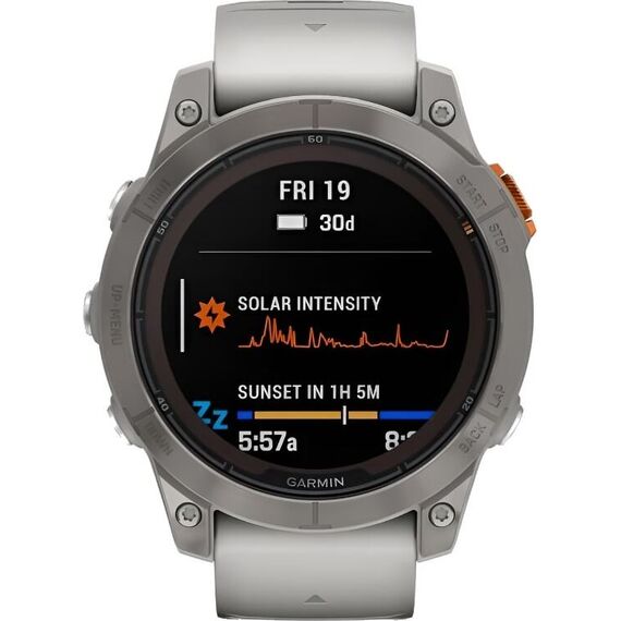 Смарт-часы Garmin Fēnix 7X Pro Sapphire Solar Edition Titanium with Fog Gray/Ember Orange, Версия: Pro | Sapphire Solar, Размер корпуса : 51 мм, Цвет: Fog Gray/Ember Orange, изображение 3