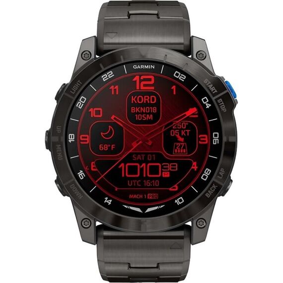 Смарт-часы Garmin D2 Mach 1 Pro Aviator Smartwatch/Vented Titanium, Размер корпуса : 51 мм, Цвет: Vented Titanium, изображение 3 Смарт-часы Garmin D2 Mach 1 Pro Aviator Smartwatch/Vented Titanium, Размер корпуса : 51 мм, Цвет: Vented Titanium, изображение 3