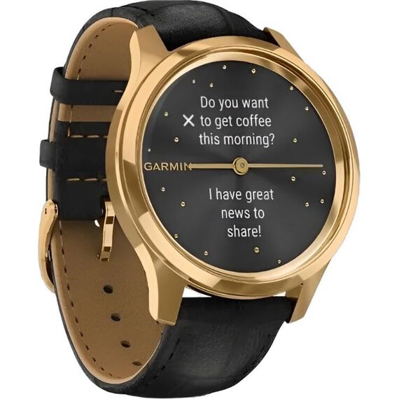 Смарт-часы Garmin Vívomove Luxe 24K Gold PVD Stainless Steel Case/Black, Версия: Vívomove Luxe, Цвет: Gold PVD Stainless Steel Case/Black, изображение 4 Смарт-часы Garmin Vívomove Luxe 24K Gold PVD Stainless Steel Case/Black, Версия: Vívomove Luxe, Цвет: Gold PVD Stainless Steel Case/Black, изображение 4