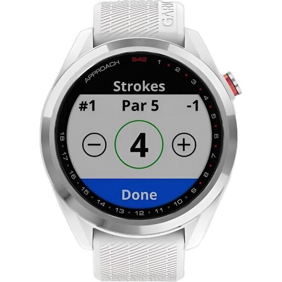 Смарт-часы Garmin Approach S42 Polished Silver/White, Цвет: Polished Silver/White, изображение 5 Смарт-часы Garmin Approach S42 Polished Silver/White, Цвет: Polished Silver/White, изображение 5