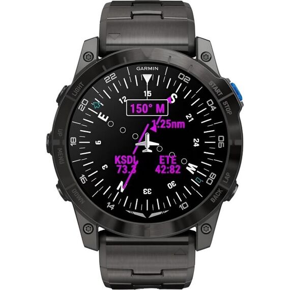 Смарт-часы Garmin D2 Mach 1 Pro Aviator Smartwatch/Vented Titanium, Размер корпуса : 51 мм, Цвет: Vented Titanium, изображение 5 Смарт-часы Garmin D2 Mach 1 Pro Aviator Smartwatch/Vented Titanium, Размер корпуса : 51 мм, Цвет: Vented Titanium, изображение 5