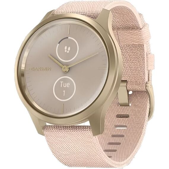 Смарт-часы Garmin Vívomove Style Light Gold Aluminum Case/Blush Pink Woven Nylon Band, Версия: Vívomove Style, Цвет: Light Gold Aluminum Case/Blush Pink Woven Nylon Band
